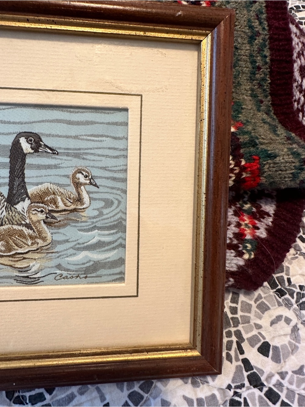Cash’s of Coventry Vintage Mini Woven Silk Picture of a Canadian Goose & Young - Picture 3 of 6